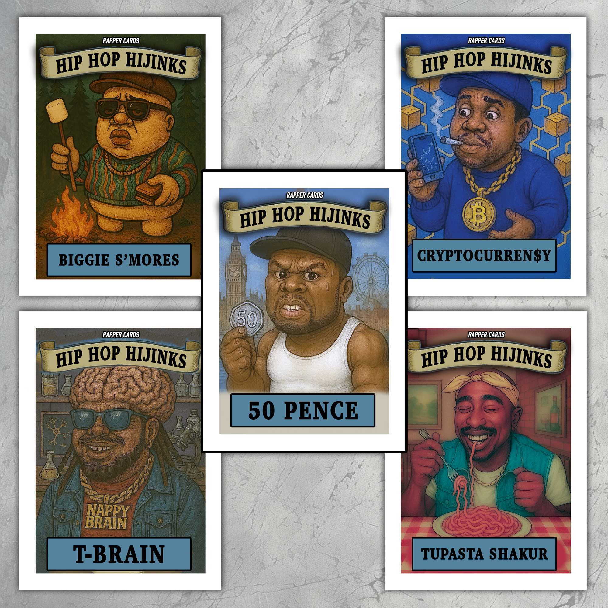 Hip Hop Hijinks 5 Card Set – Rapper Cards